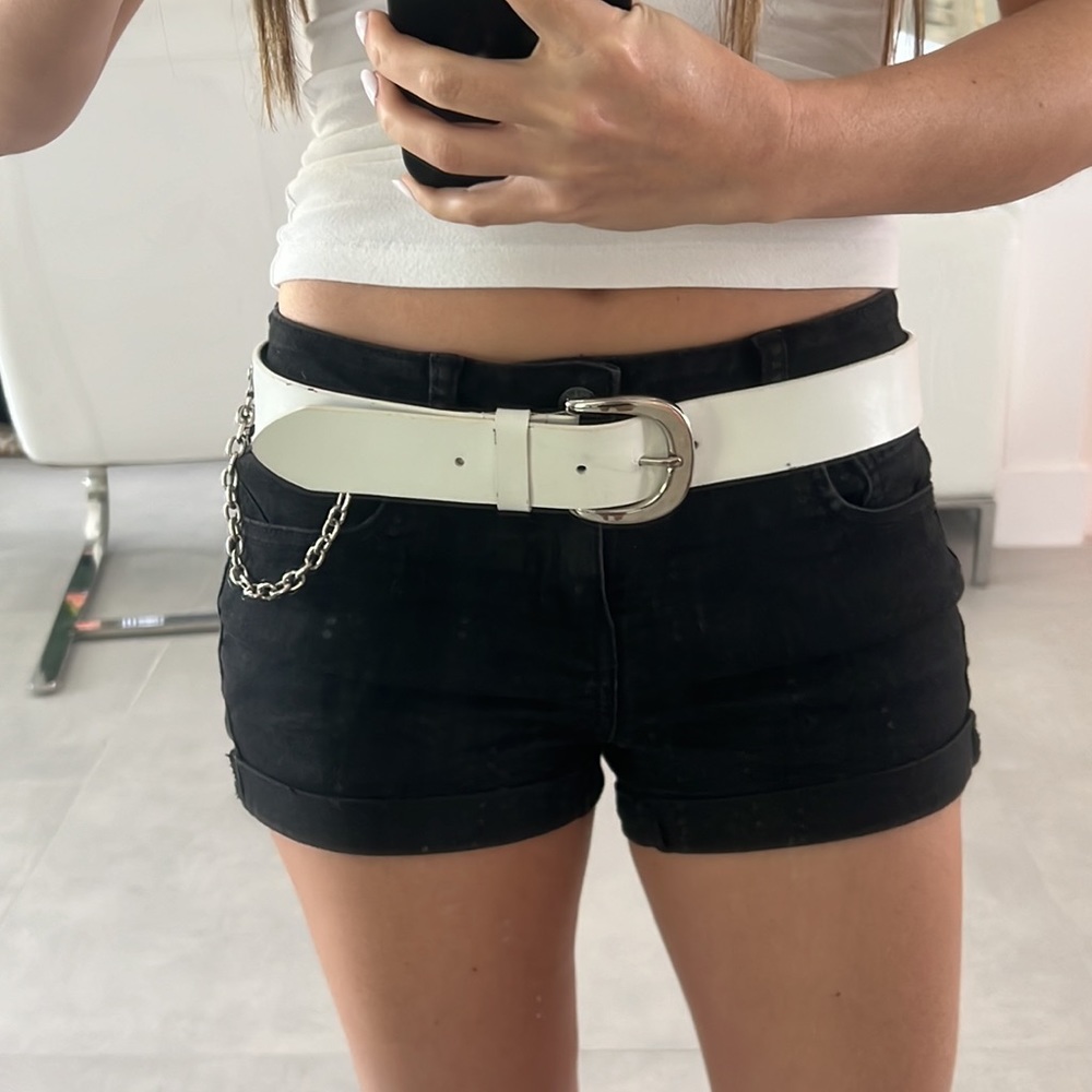 Steve Madden women WHITE AND silver hanging CHAIN leather BELT Y2K preppy